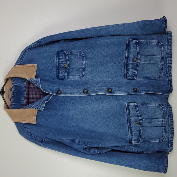 Vintage Other - Vintage jean jacket mens denim trucker brown collar worn faded XL grandpa core